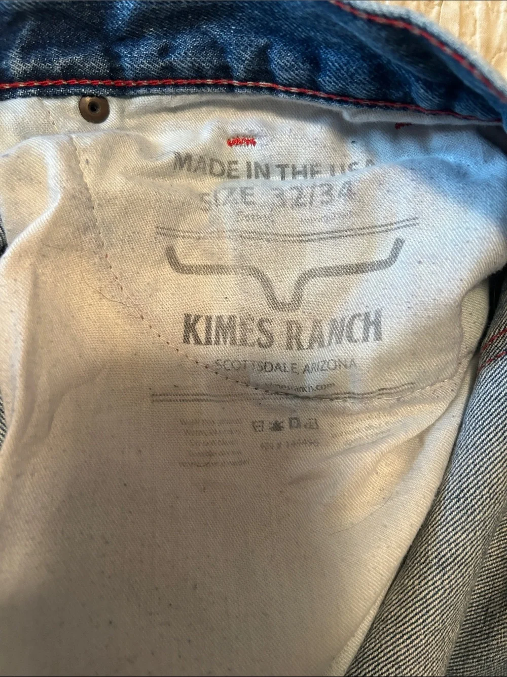 Kimes Ranch Men's Classic Blue Straight Jeans 32x34 James